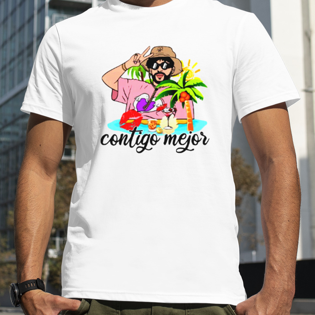 Contigo Mejor bad bunny sunset tie dye shirt