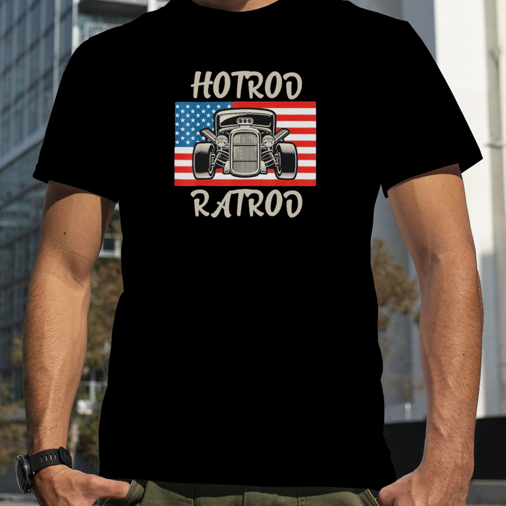 hot rod muscle American flag antique T-shirt