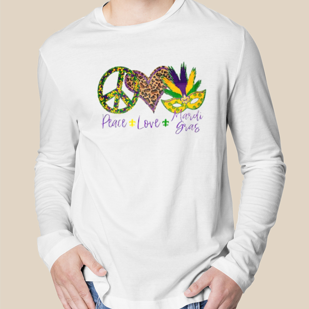 Peace Love Mardi Gras Shirt, Fat Tuesday Shirt, Peace Love Mardi Gras  Shirt, Saints New Orleans Tee, New Orleans Shirt, Mardi Gras Day T-shirt  For Men