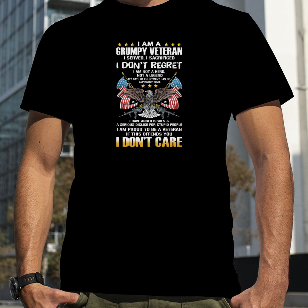 I Am A Grumpy Veteran I Don’t Regret If This Offends You I Don’t Care Eagle Us Flag Shirt