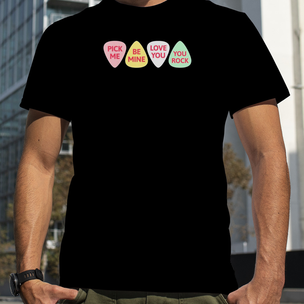 guitar pick Valentines day candy heart shirt