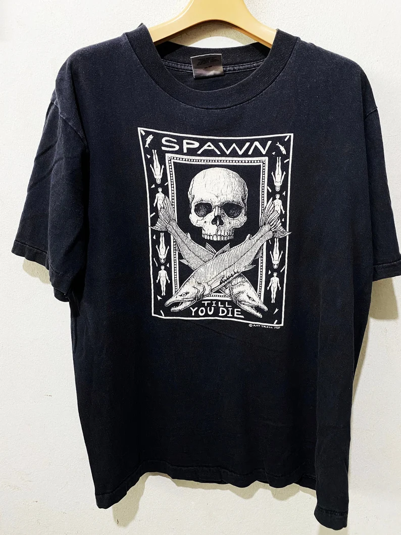 Vintage 1987 Ray Troll Spawn Till You Die Shirt