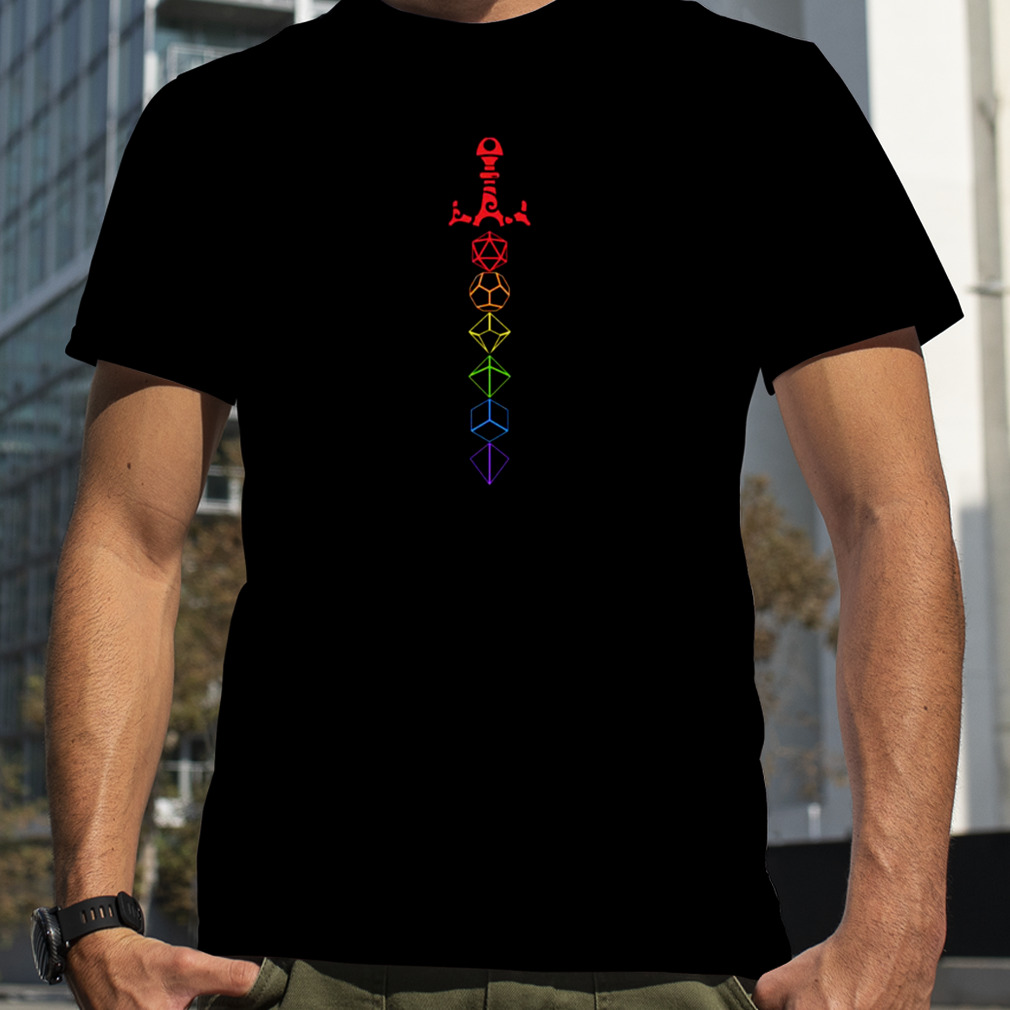 Rainbow Dice Sword Tabletop Rpg Gaming Lgbtq Pride Month shirt
