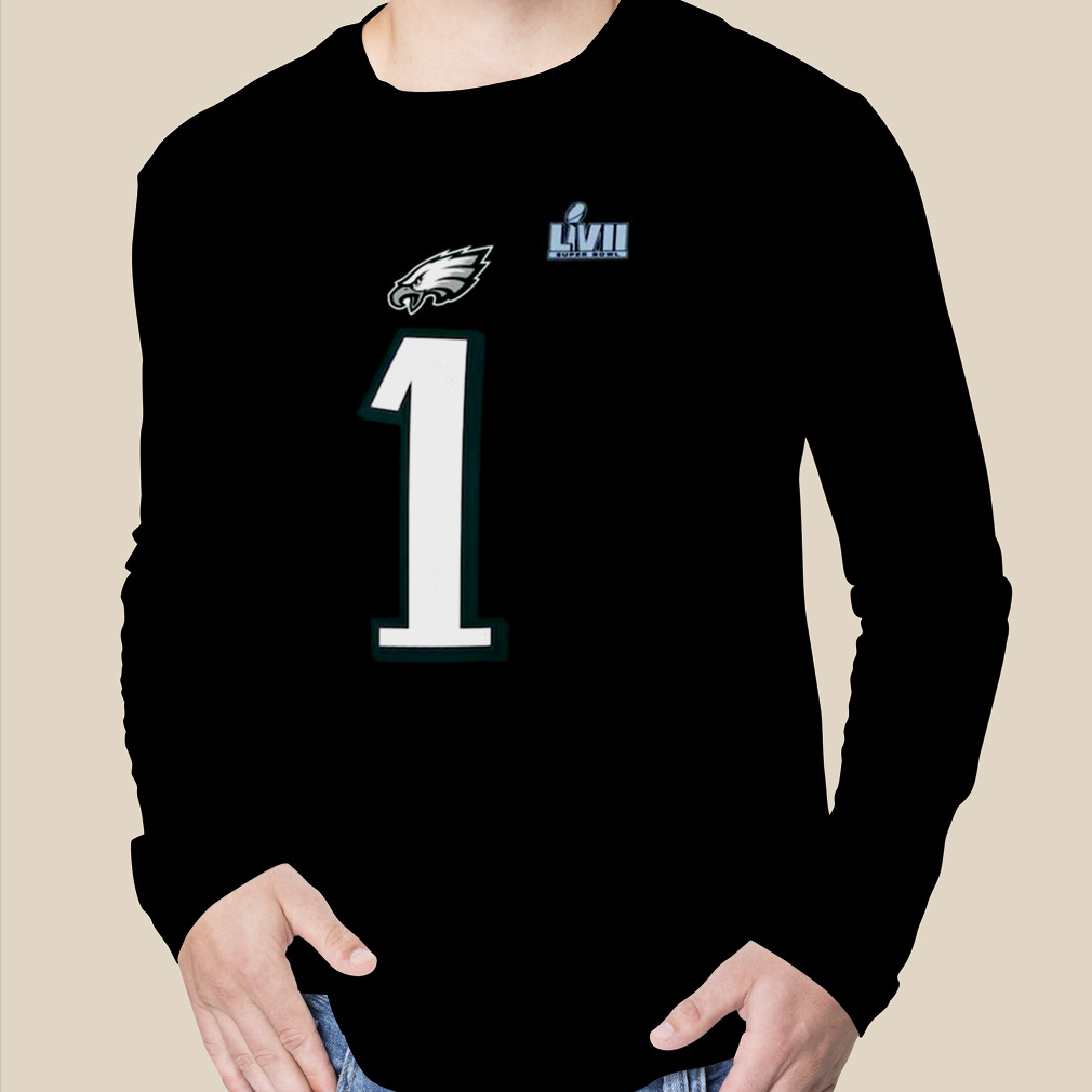 Official Jalen hurts philadelphia eagles nike super bowl lvii name & number  2023 shirt, hoodie, sweater, long sleeve and tank top