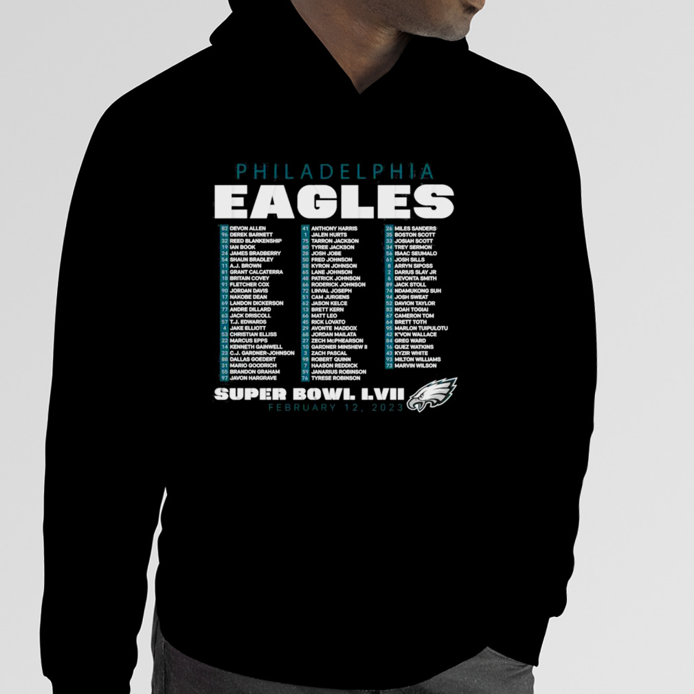 Philadelphia Eagles Super Bowl Lvii Varsity Roster Shirt Ladies T