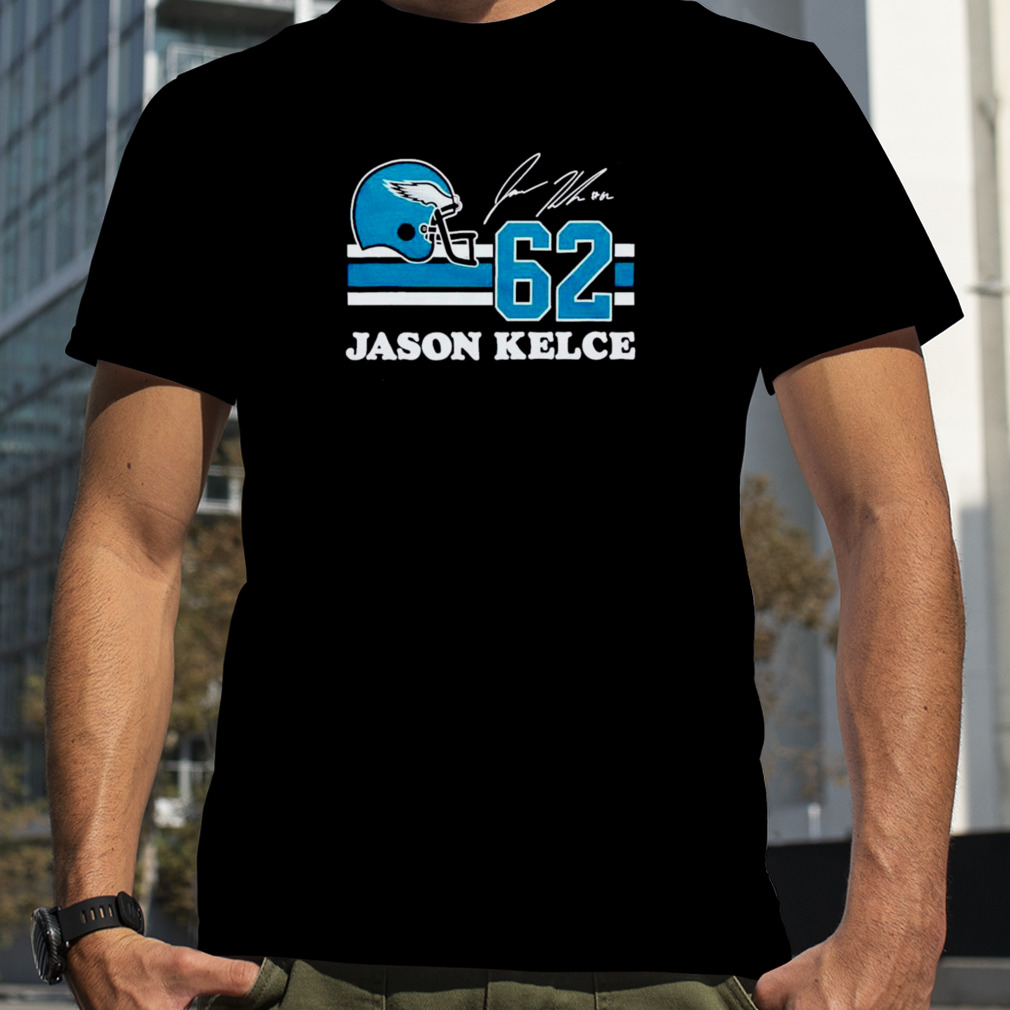 Philadelphia Eagles Jason Kelce 62 helmet and signature t-shirt - Yesweli