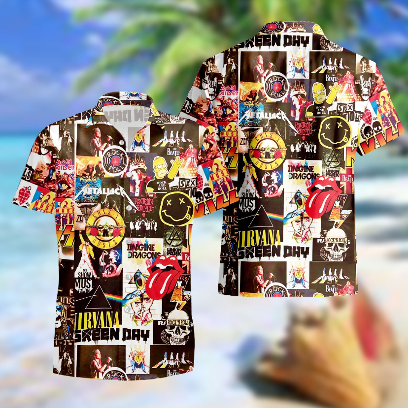 3D Classic 80s Rock Puzzle Muisc Band Hawaiian Summer Holiday Shirt