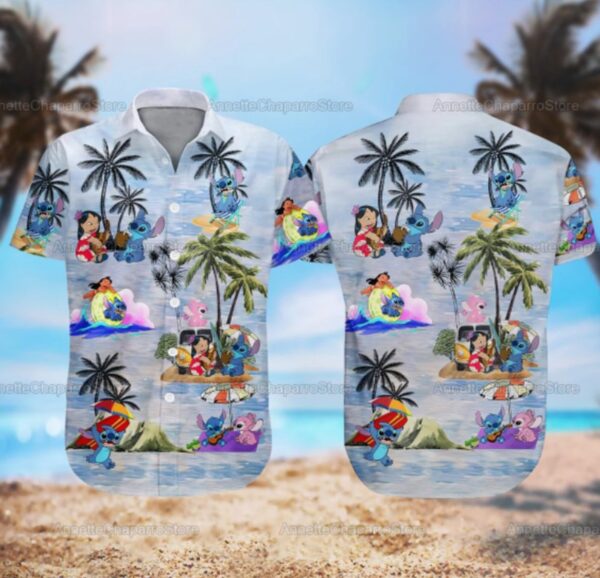 Ahola Stitch Funny And Lilo Beach Hawaiian Shirts