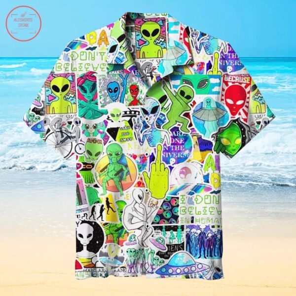 Alien Collage Beach Hawaiian Summer Trip Family Shirts