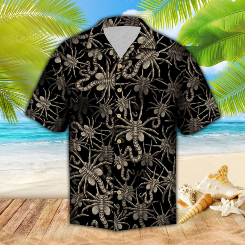 Aliens Faces Huggers Vintages Summers Hawaiians Shirts