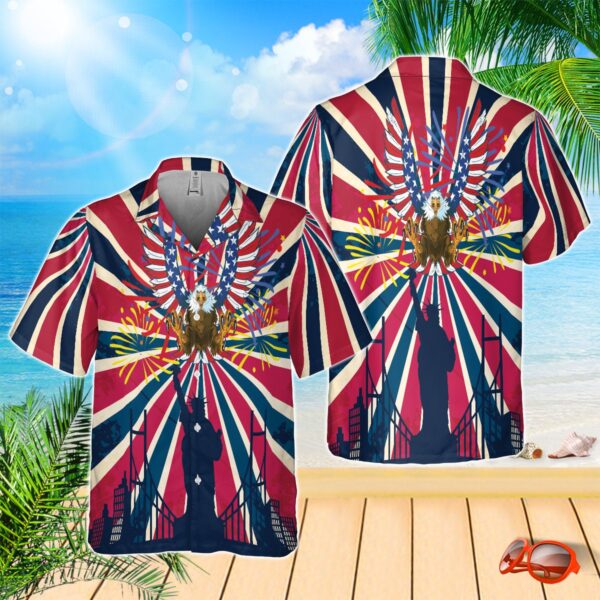 American Flag Style Hawaiian Shirt