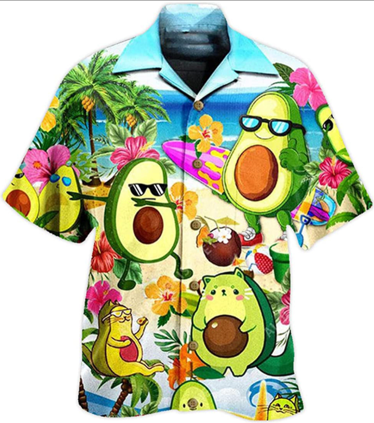 Avocado Mens Hawaiian Summer Fruit Shirts