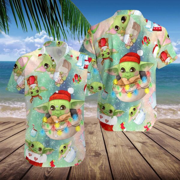 Babys Yodas Christmass Stars Warss Summers Unisexs Hawaiians Shirts