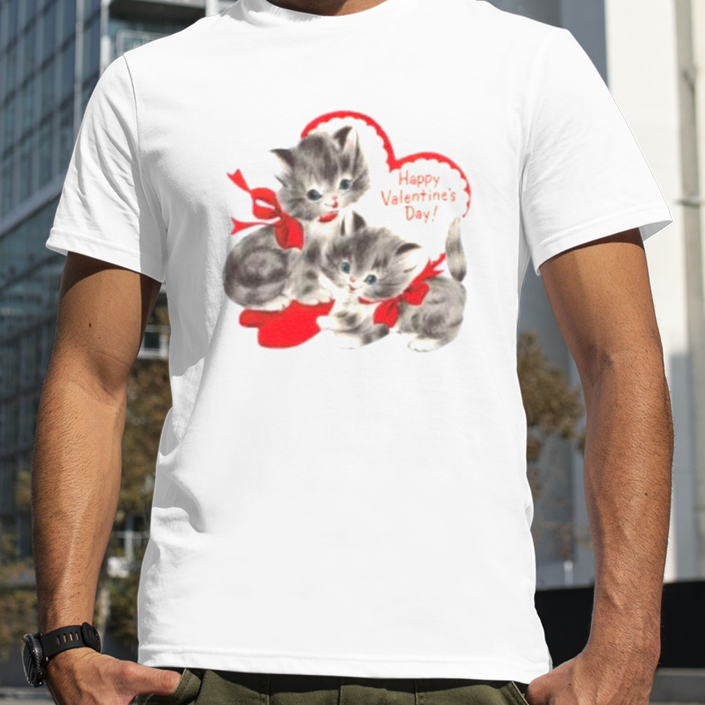 Valentine Kittens Red Bow T-Shirt