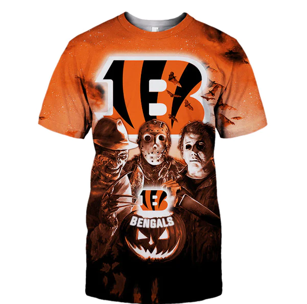 Cincinnati Bengals T shirt 3D Halloween Horror Night T shirt