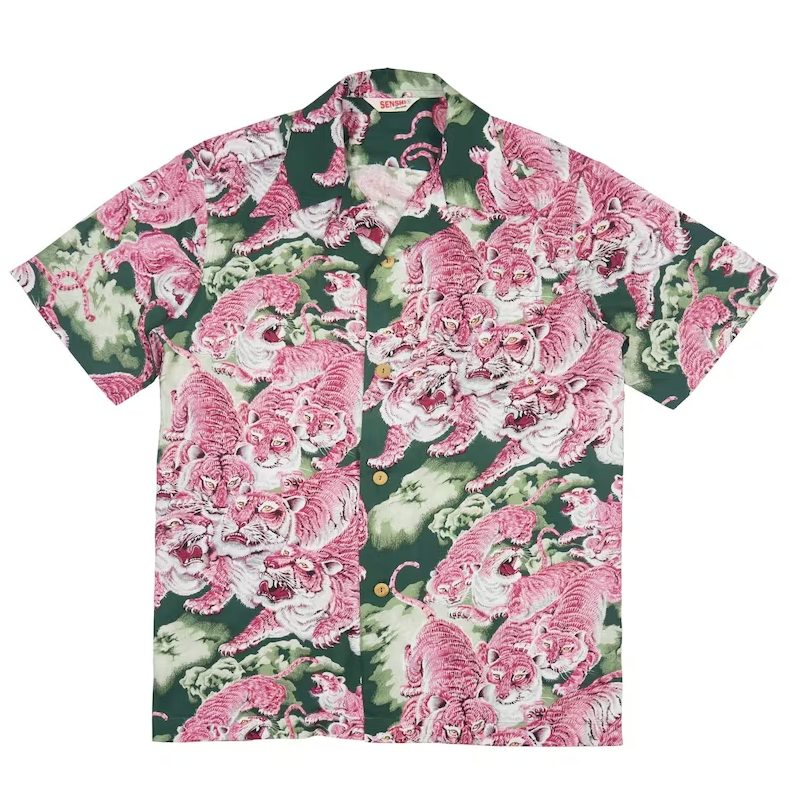 One hundred Tigers Pink Coler Hawaiian Shirt