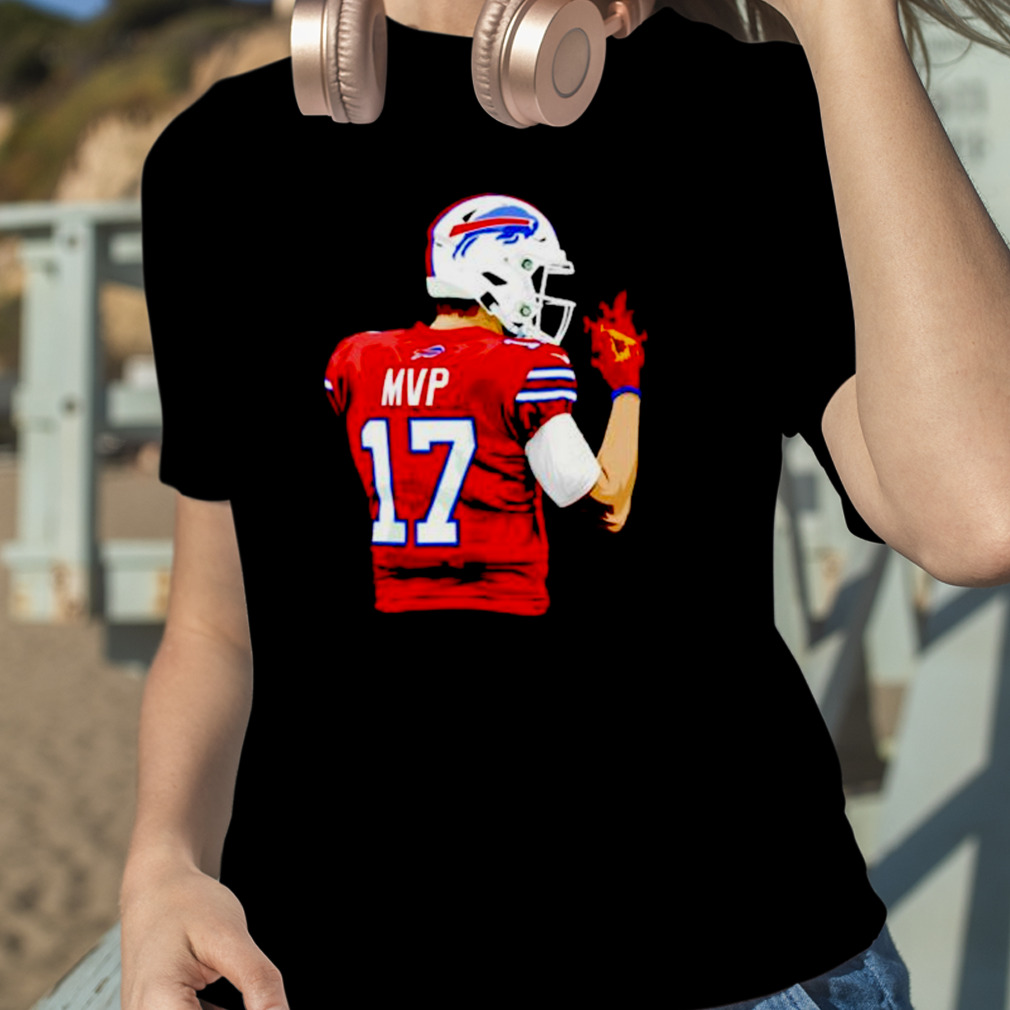 mVP Josh Allen 17 Buffalo Bills fire hand shirt