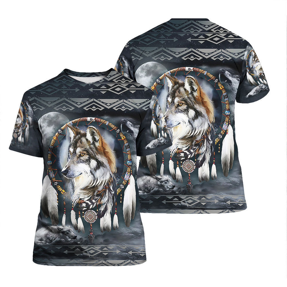 native american wolf t shirt