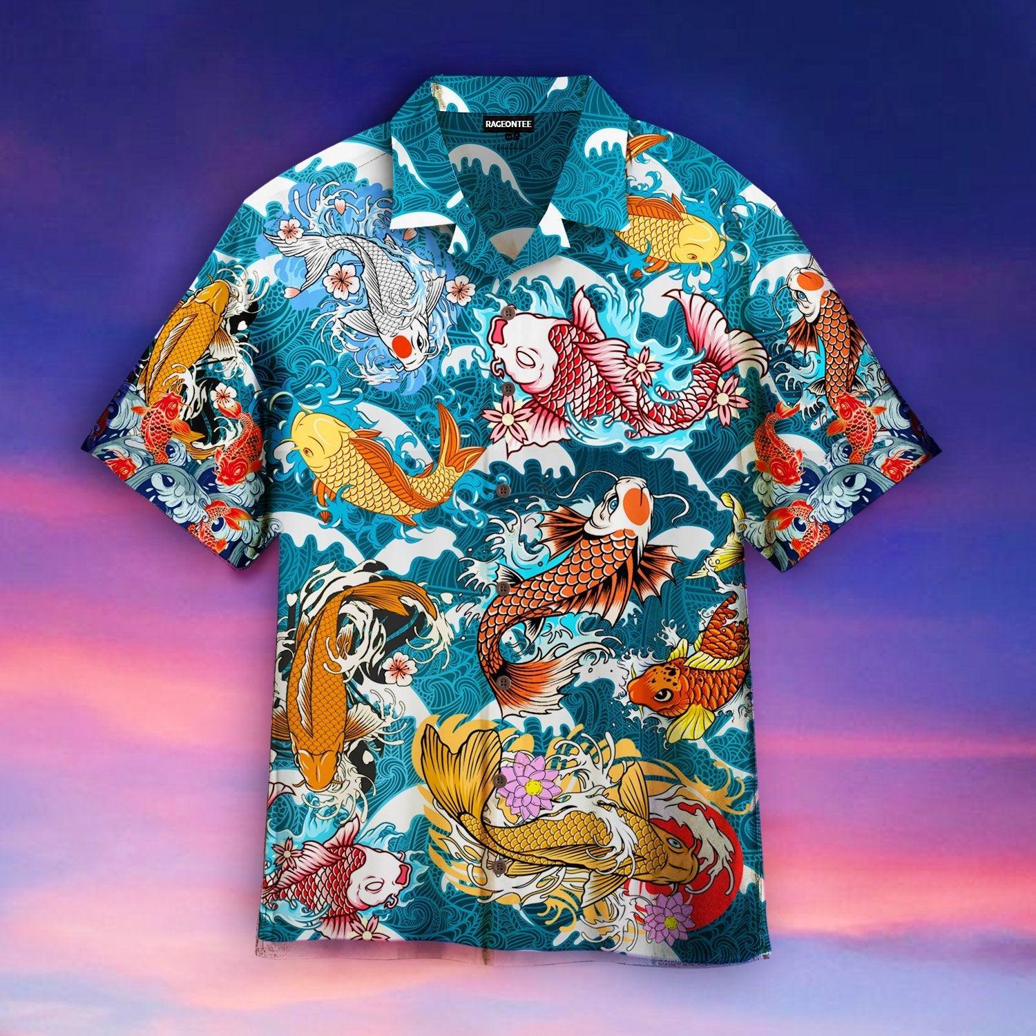 Koi Fish Pattern Hawaiian Shirt Japanese Koi Fish Koi Fish Hawaiian Shirt -  Banantees