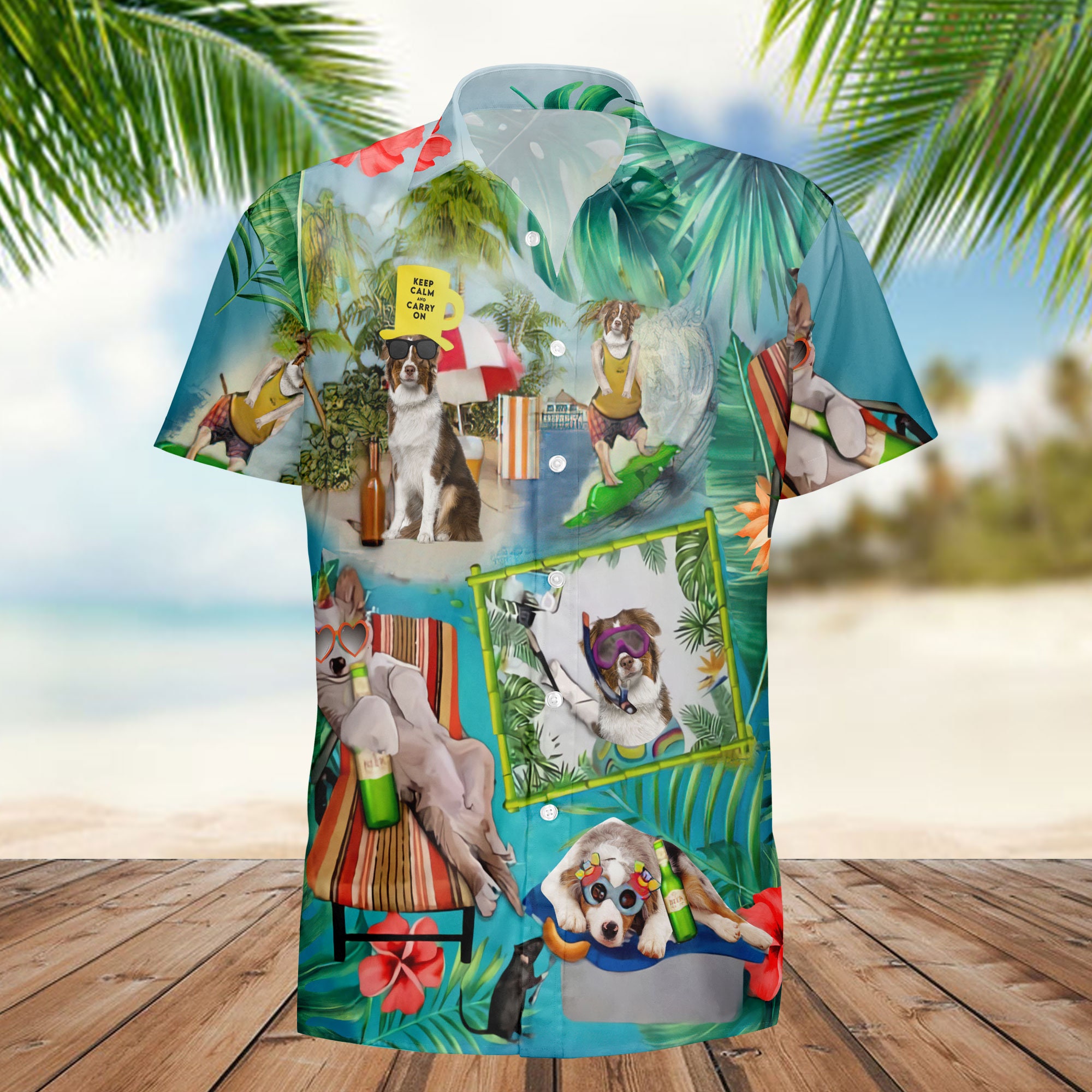 Australian Shepherd Dog Hawaiian Shirt