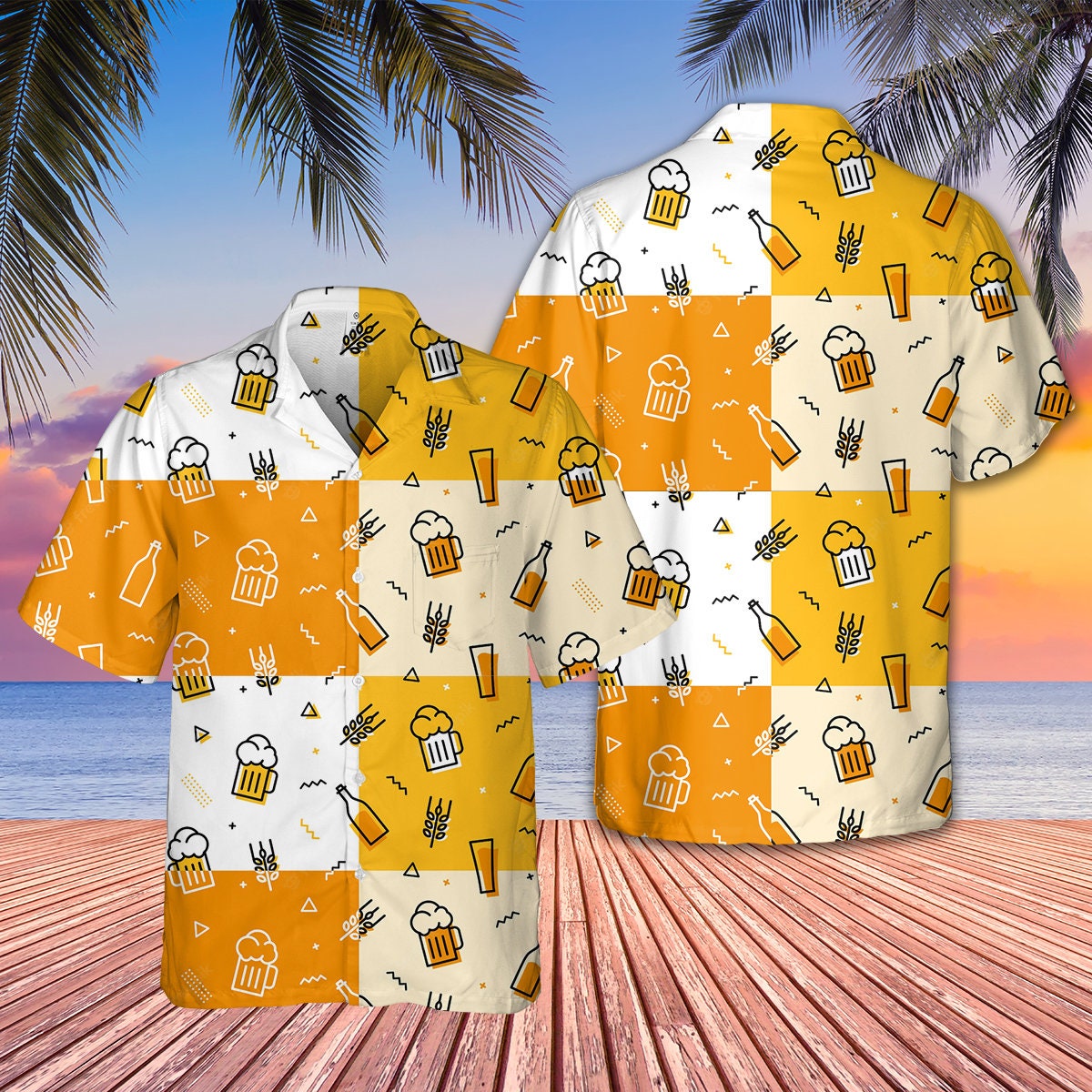 Beer Pattern Hawaiian For Men Women Beer Lovers Aloha Shirt