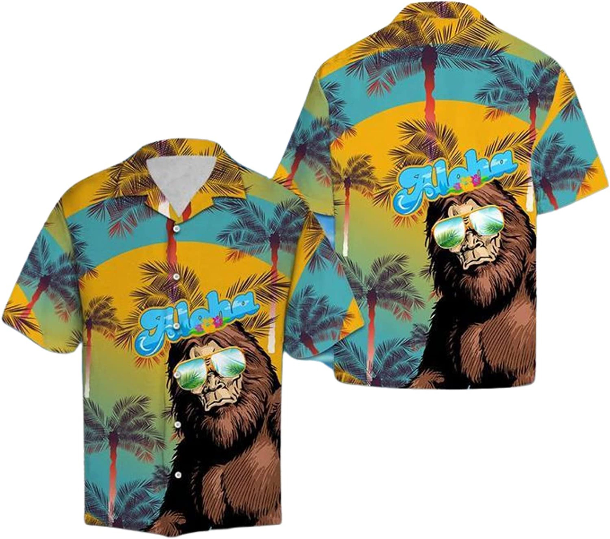 Cute Bigfoot Vintage Aloha Hawaiian Shirt
