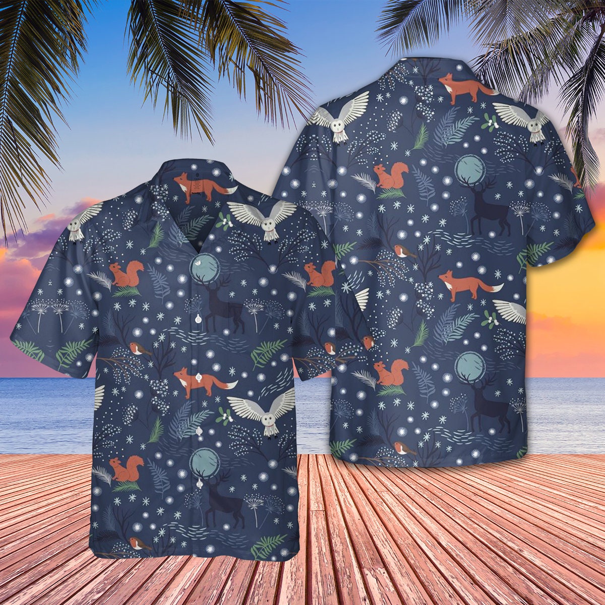 Fox And Spring Flower Hawaiian Vintage Beach Shirt