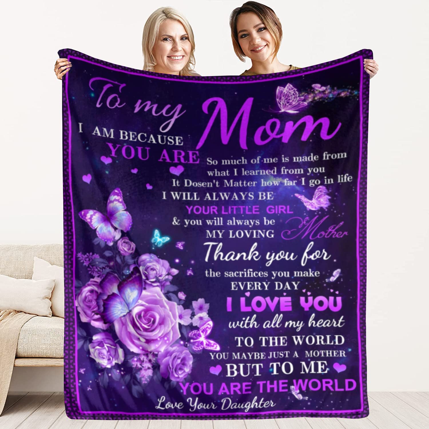 Mom Daughter Mothers Day for Bed Blanket
