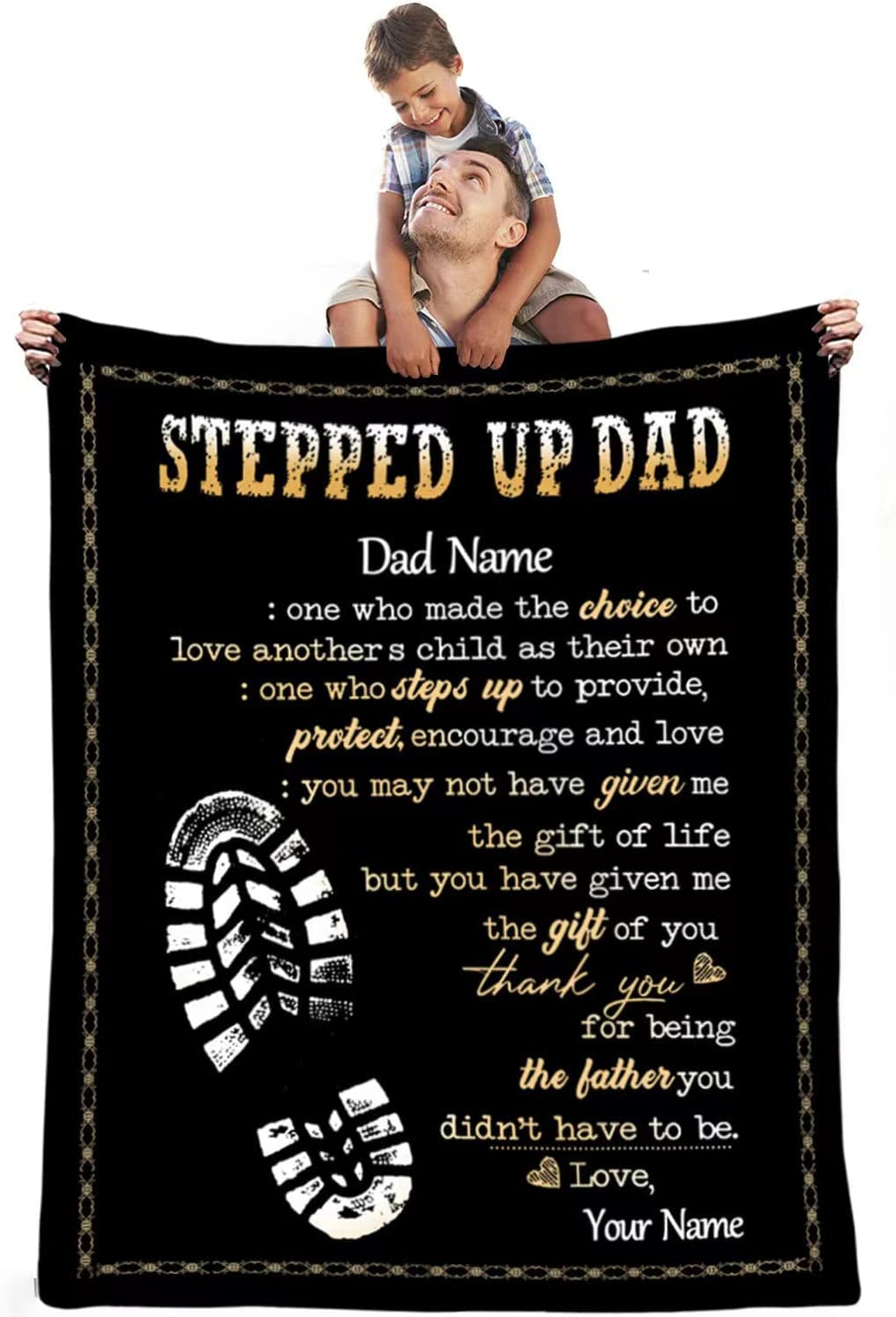 Personalized Stepped Up Dad Blanket