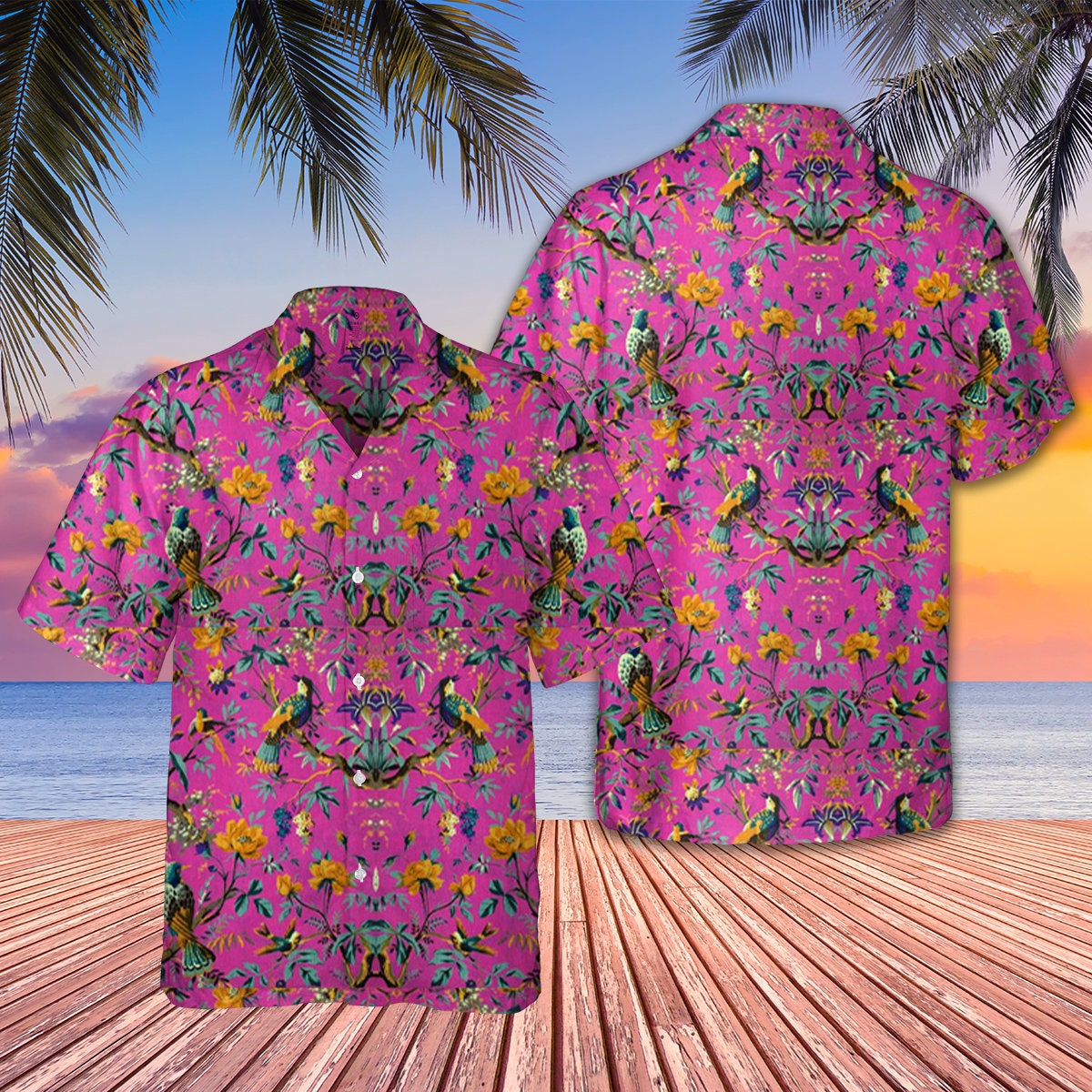 Pink Bird Velvet Banyan OFMD LGBT Hawaiian Shirt