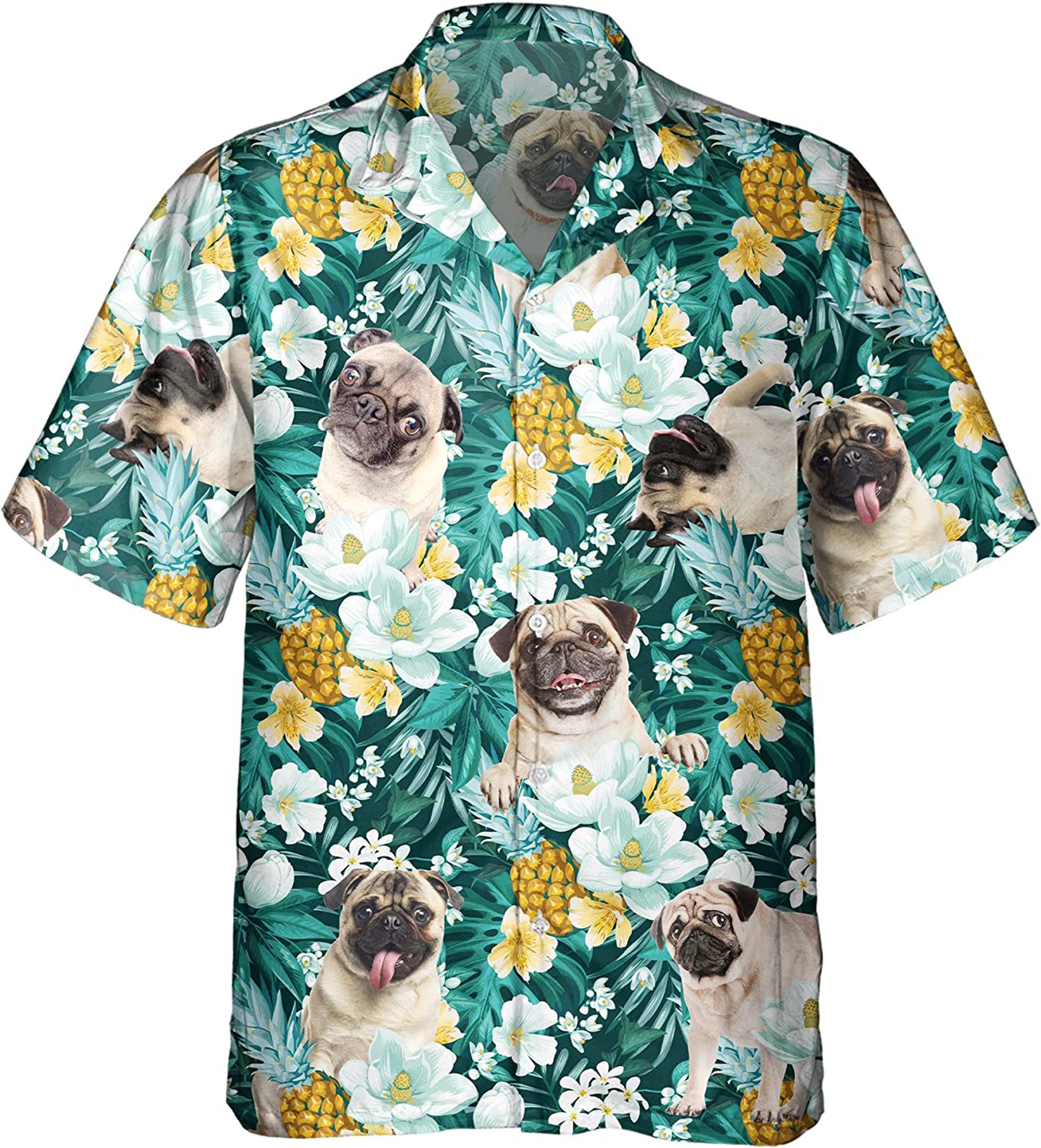 Pug Dog Pineapple Hawaiian Flower Dogowners Shirt