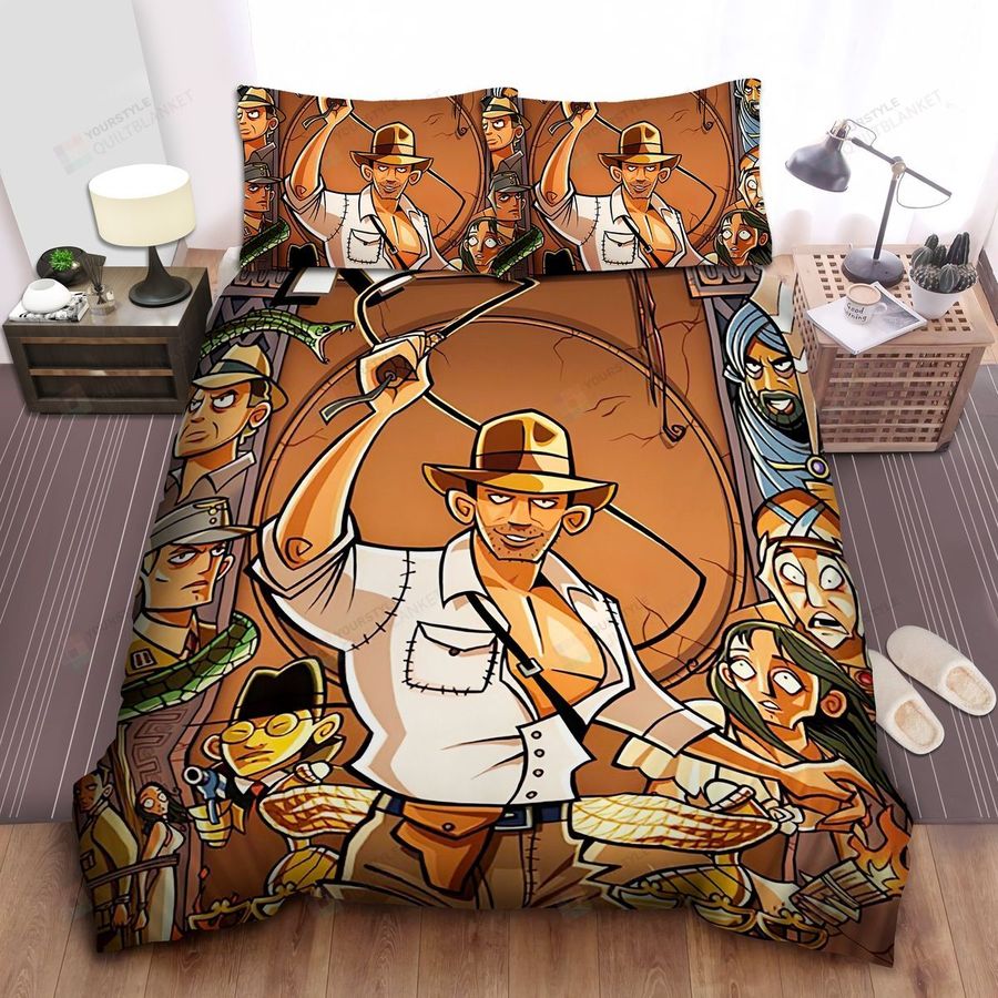 Raiders Of The Lost Ark Characters In Cartoon Art Bed Sheets Spread Comforter Duvet Cover Bedding Sets
