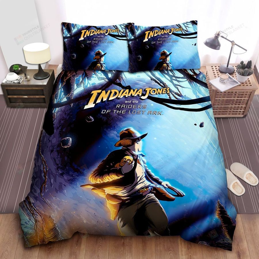 Raiders Of The Lost Ark Indiana Jones Running Away Bed Sheets Spread Comforter Duvet Cover Bedding Sets