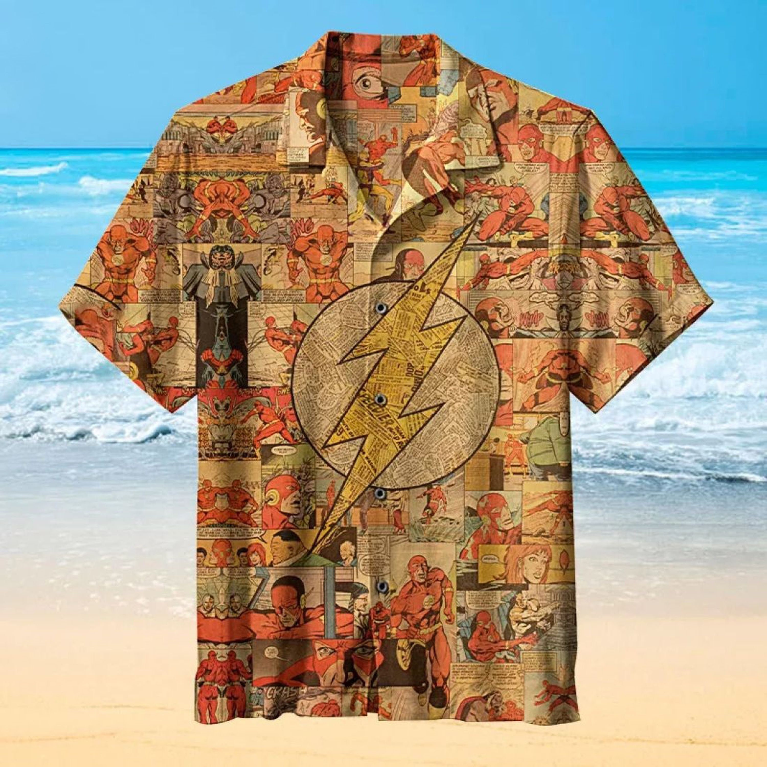 Retro Flash Logo Hawaiian Shirt