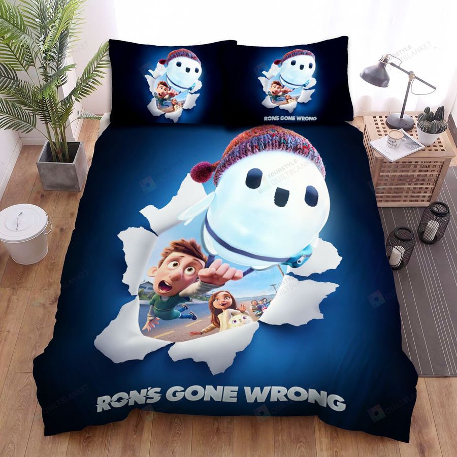 Ron's Gone Wrong Movie Snowman Photo Bed Sheets Spread Comforter Duvet Cover Bedding Sets