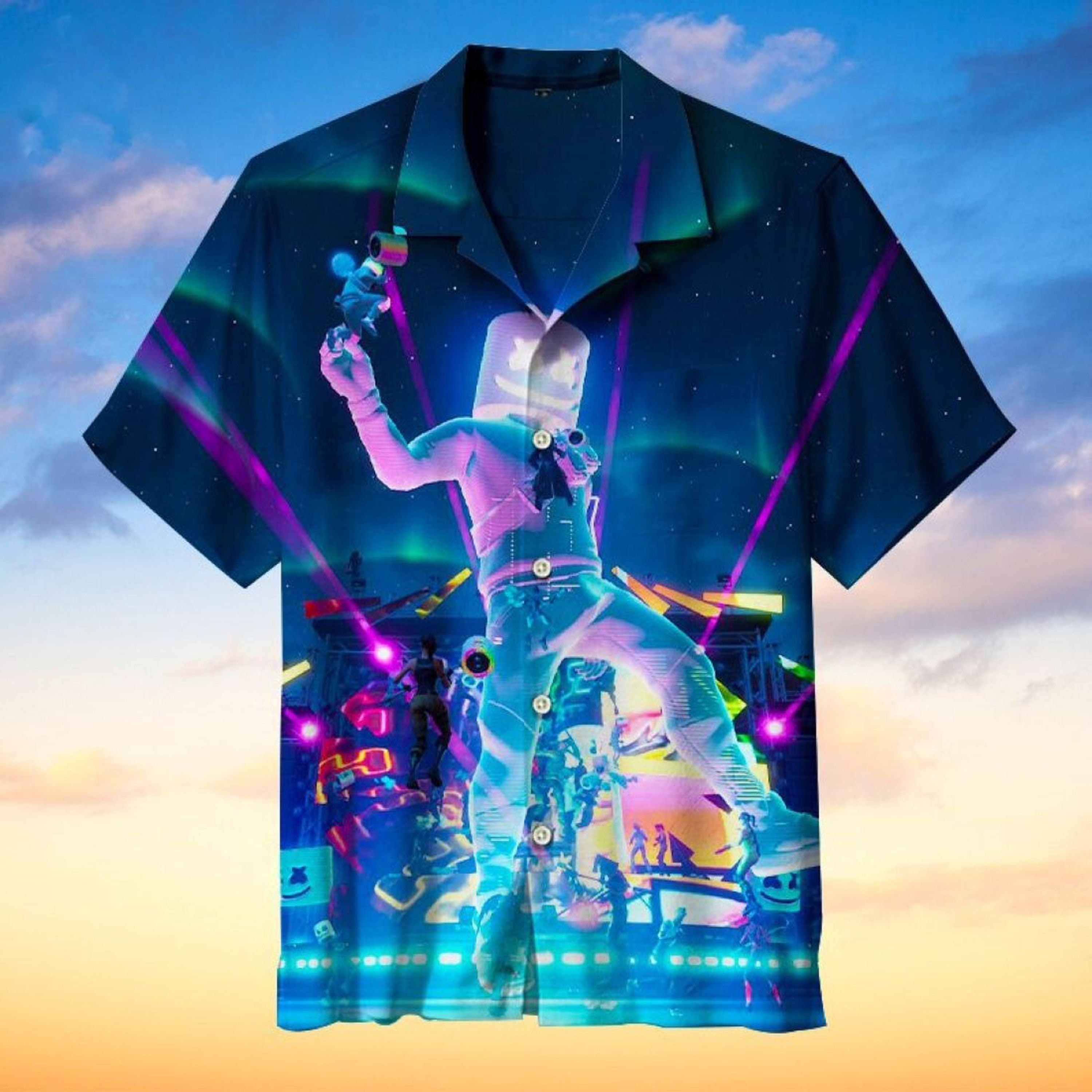 Travis Scott Concert Hawaiian Retro Game Beach Button Downs Shirt