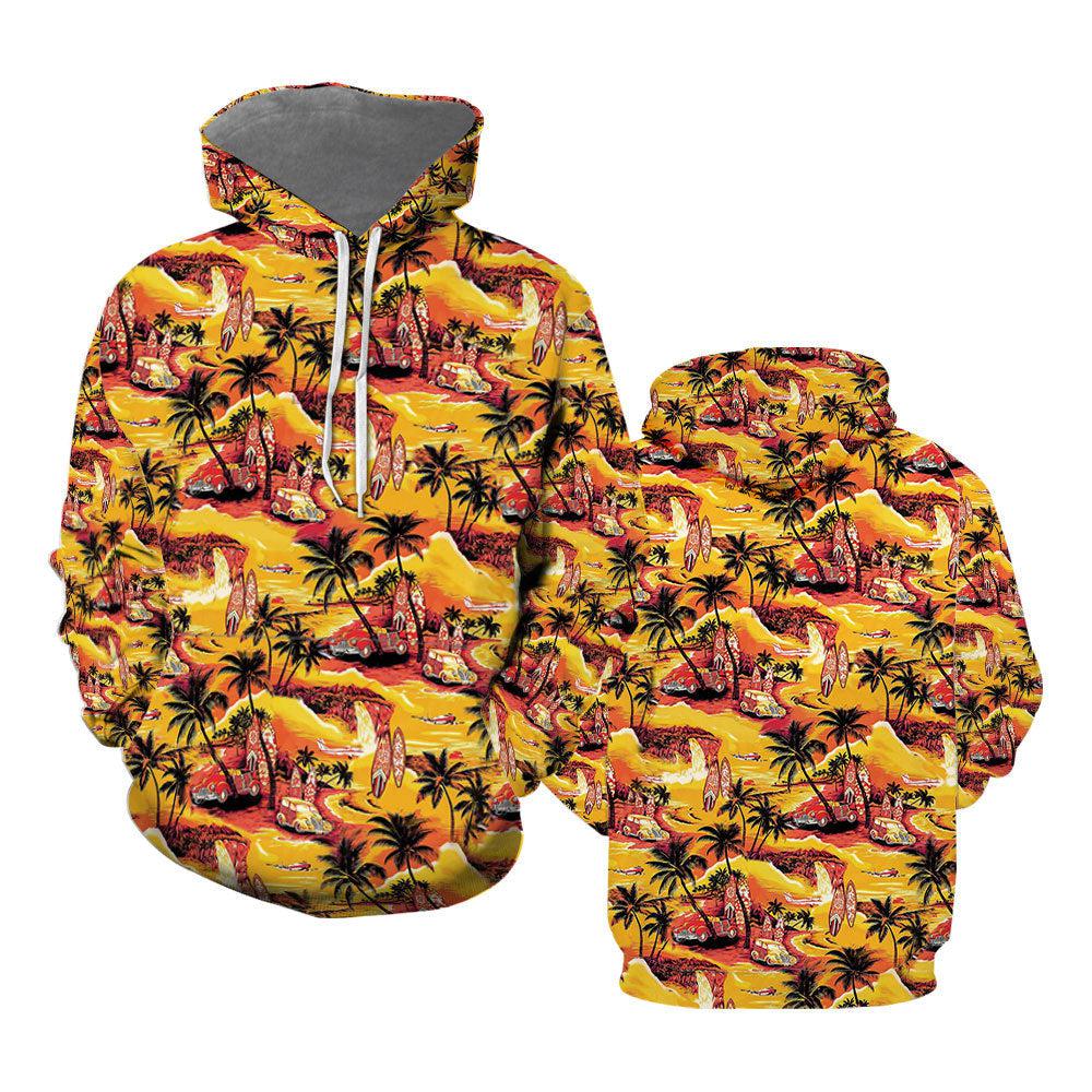 90’S Orange And Yellow Tropical 3D Hoodie