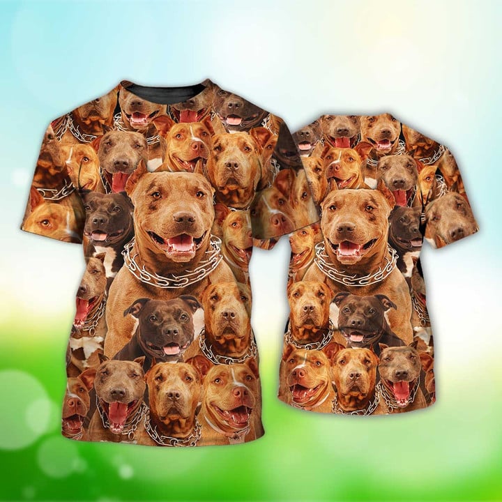 Pitbull Face Cute Puppies T-Shirt