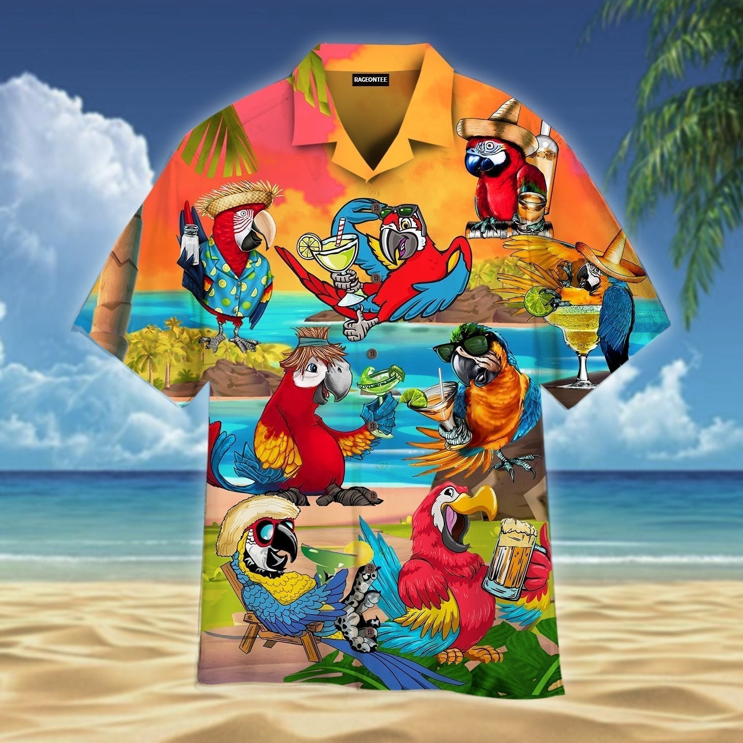 Happy Drinking Parrot Hawaiian Shirt  For Men & Women  WT1335