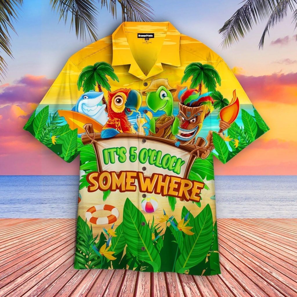Parrot It's 5 O'clock Somewhere Tropical Beach Hawaiian Shirt  For Men & Women  WT1809