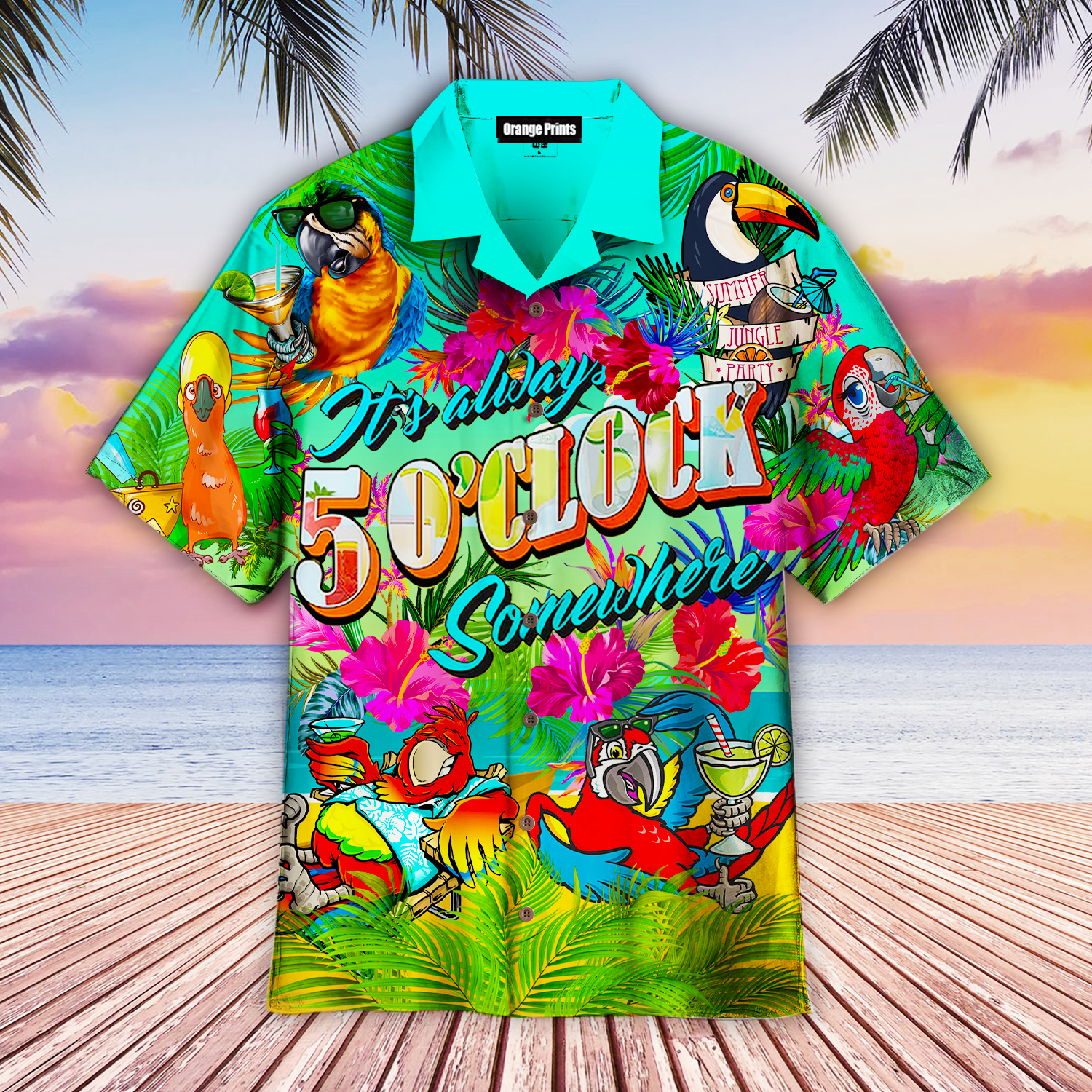 Parrots It's Five Oclock Somewhere Cocktails Hawaiian Shirt For Men & Women WT8067