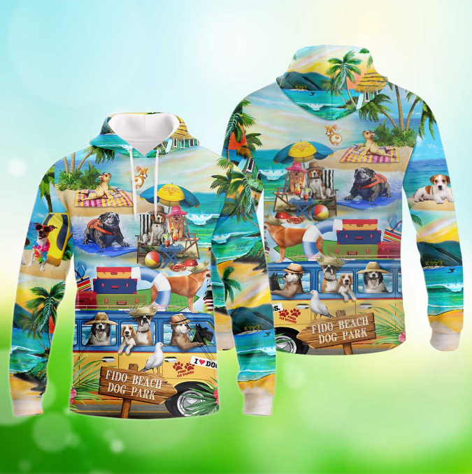 Puppies At The Beach Hoodie