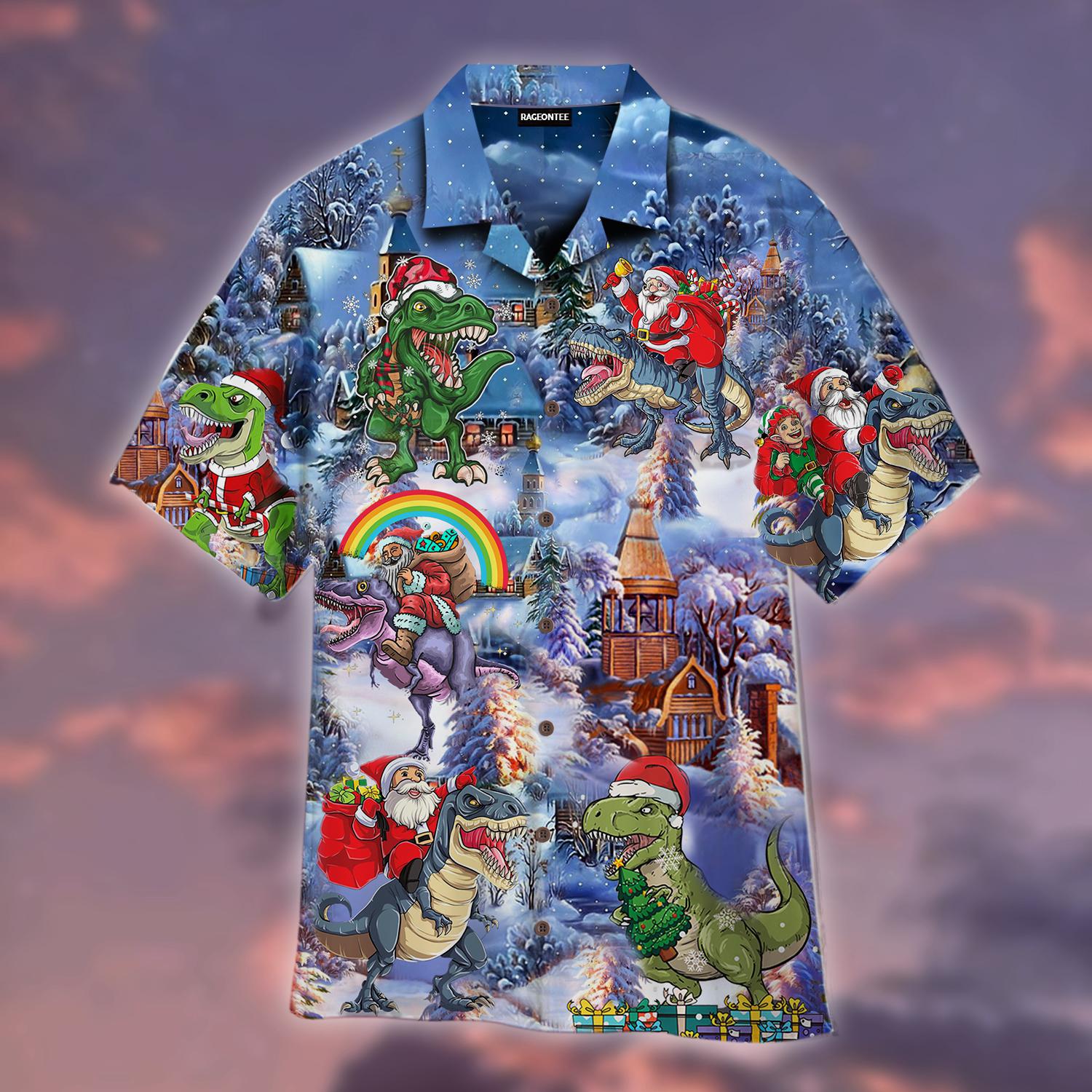 All Santa Want For Christmas Is T Rex Hawaiian Shirt  For Men & Women  WT1145