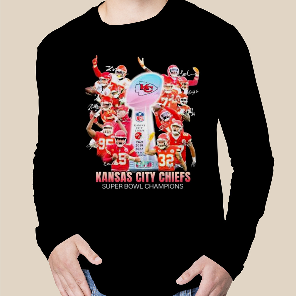 3x Super Bowl Champs Chiefs Signatures Tee, Unique Kc Chiefs Gifts