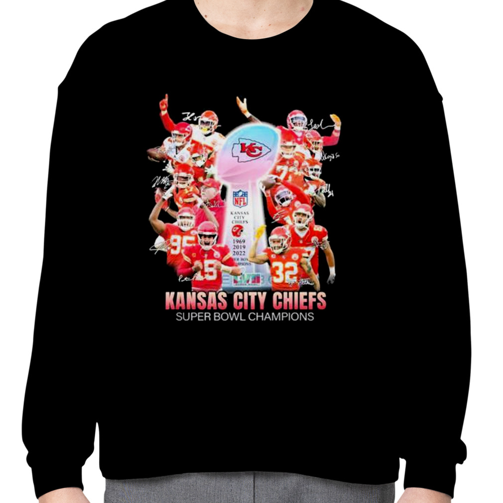 Official kansas city Chiefs NFL 3x super bowl champions signatures T-shirt,  hoodie, tank top, sweater and long sleeve t-shirt