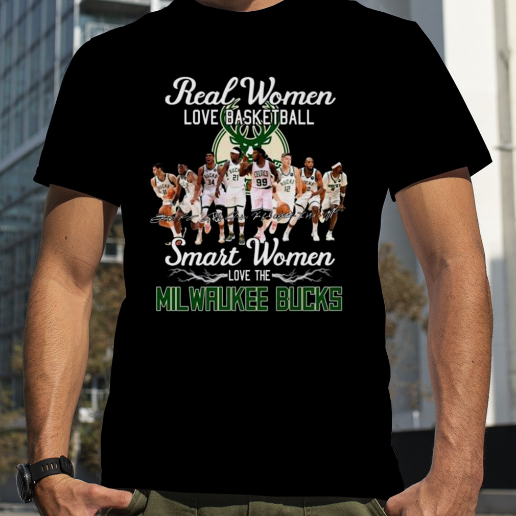 Real women love basketball smart women loves the Milwaukee Bucks signatures 2023 shirt