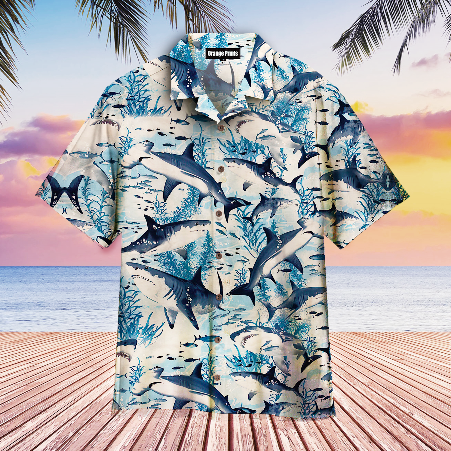 Swimming Shark Hawaiian Shirt  For Men & Women  HW6432