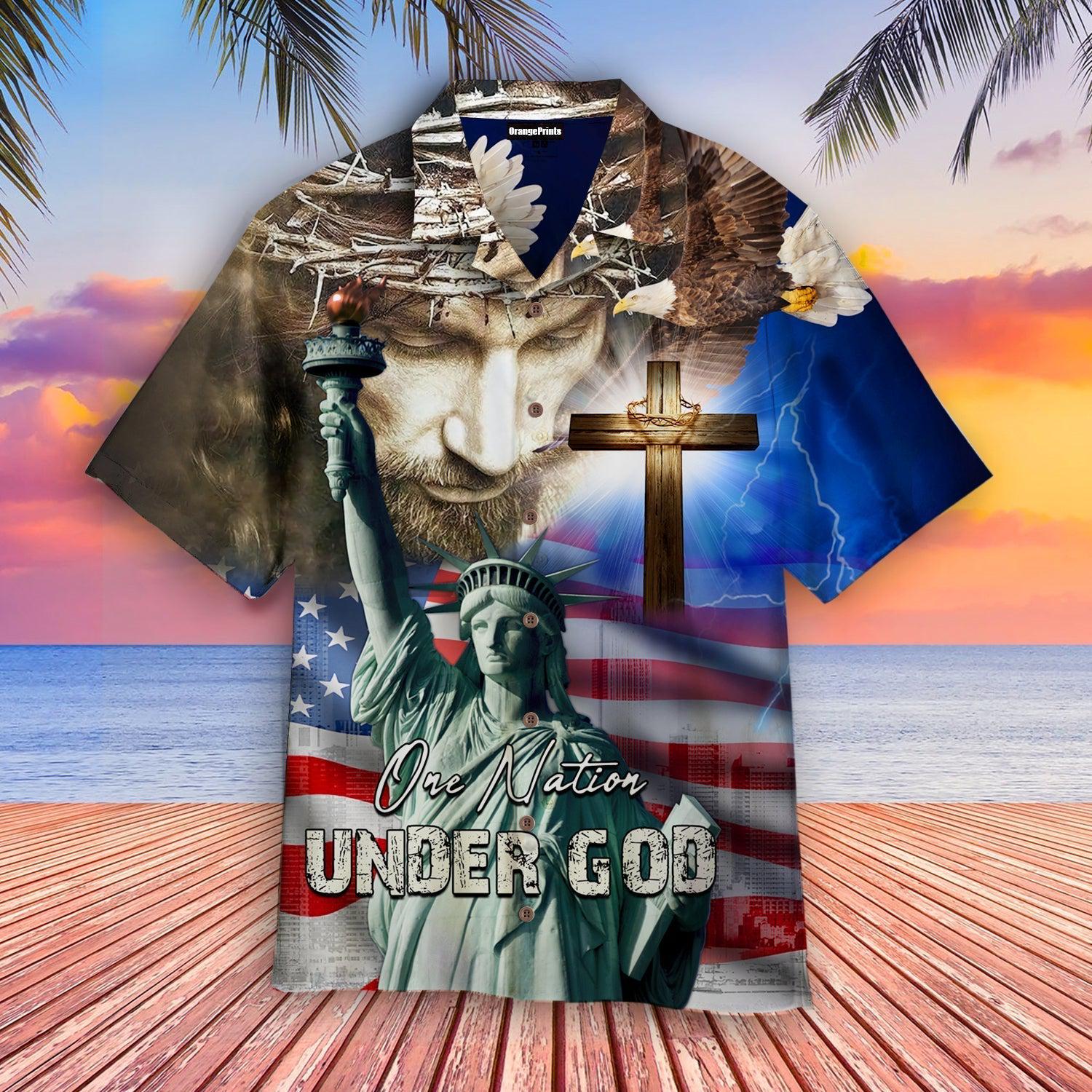 4th July One Nation Under God Independence Day Hawaiian Shirt  For Men & Women  HW5651