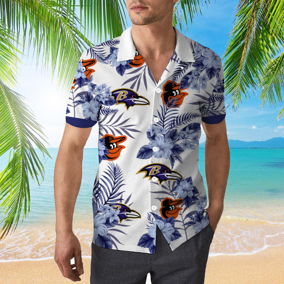 Baltimore Ravens Hawaiian Shirts Mens Wear Button-down Shirt Beach Shorts