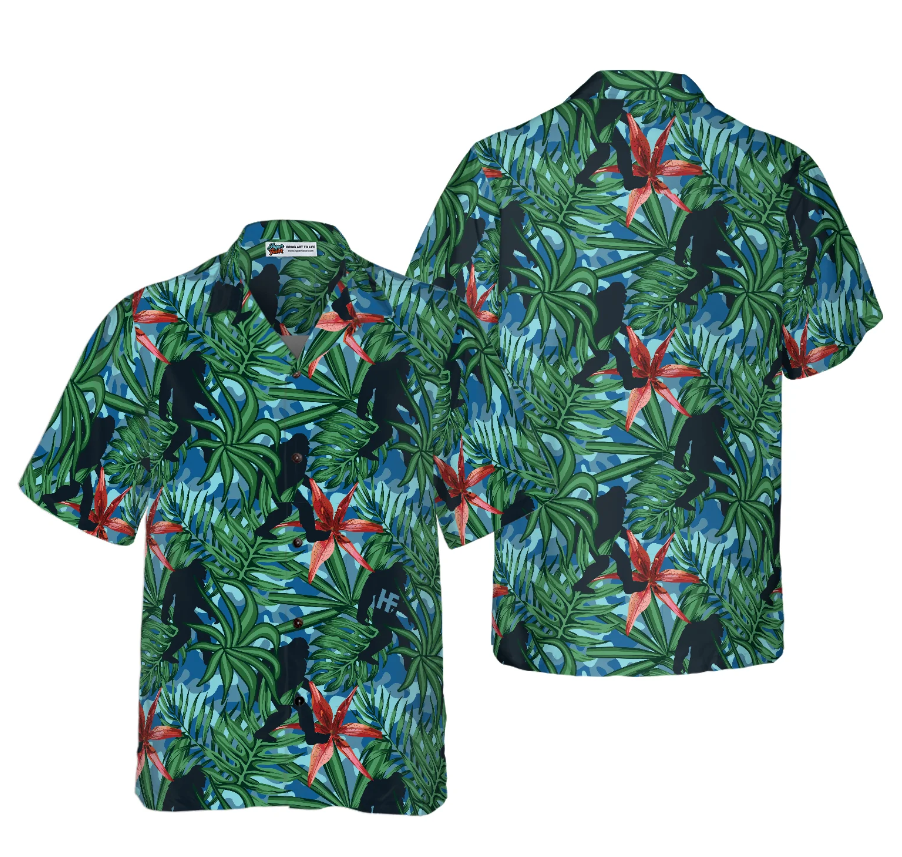 Bigfoot Silhouette Walking Bigfoot Hawaiian Shirt